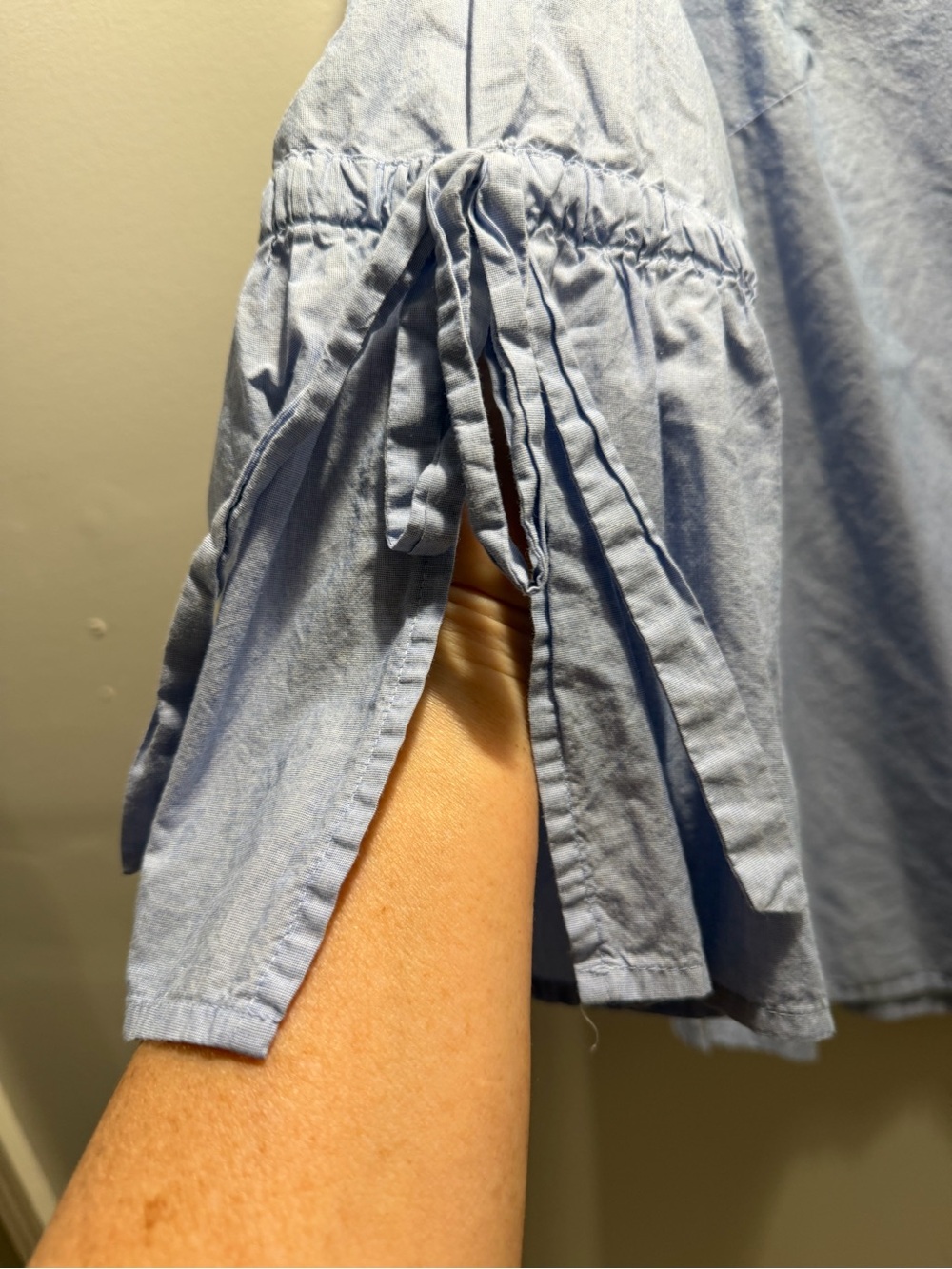J. Crew Powder Blue Tie-Sleeve Blouse - Picture 3 of 7